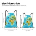 thumbnail image 7 of Horeoi World Map With Animals Landmarks Print Drawstring Bags for Gym Sports Yoga Travel Lightweight Foldable Sackpack for Men Women Teens, 7 of 7