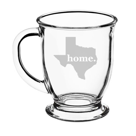 16oz Glass Coffee Mug Tea Glass Gift Texas Home