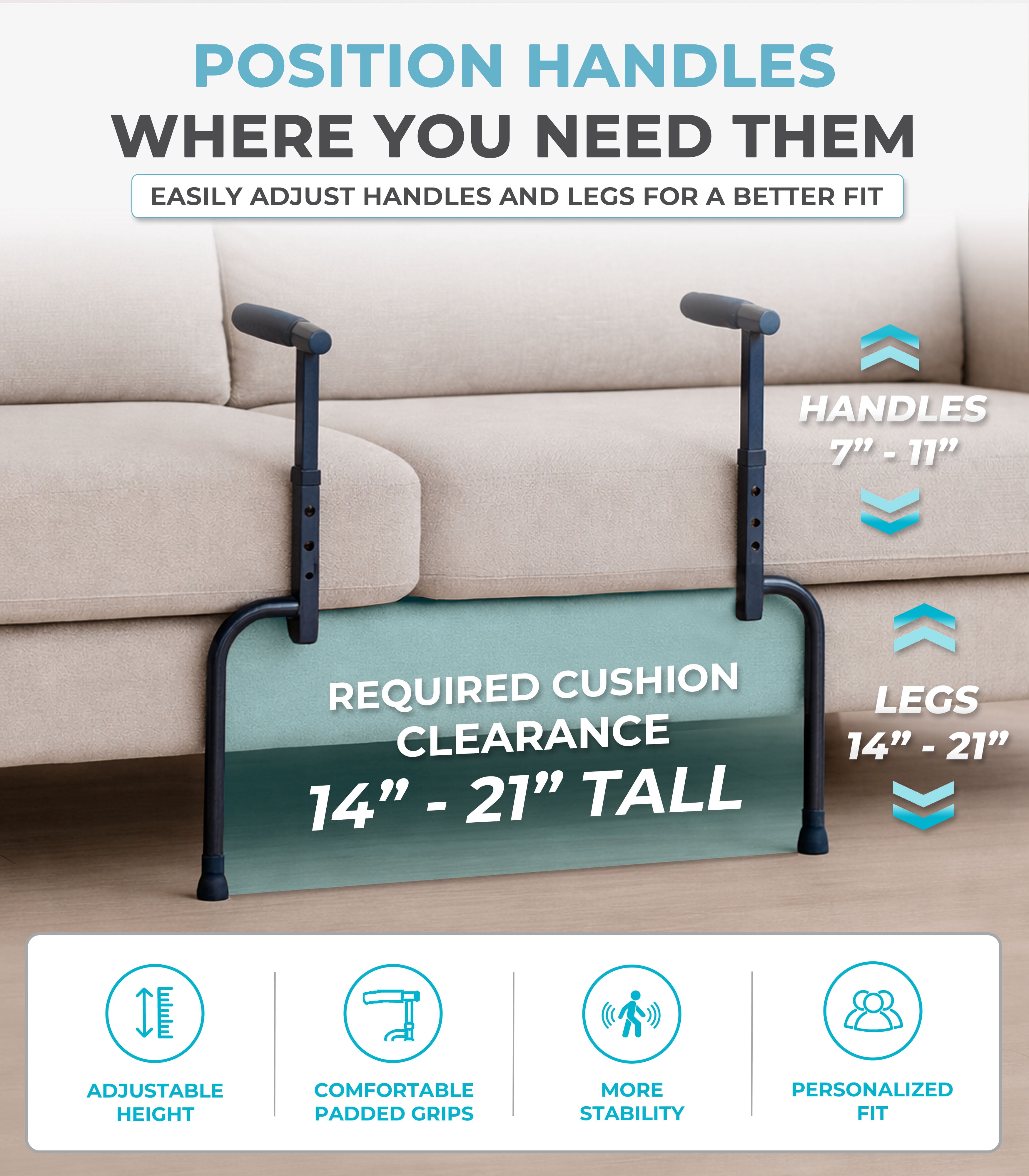 (2 pack) Stander Universal Stand Assist with Legs, Elderly Safety Seat Assist Standing Aid