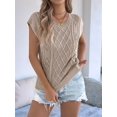 thumbnail image 6 of Women Round Neck Sweater Vest Sleeveless Summer Casual Shirts Knit Tank Top Khaki XL, 6 of 9