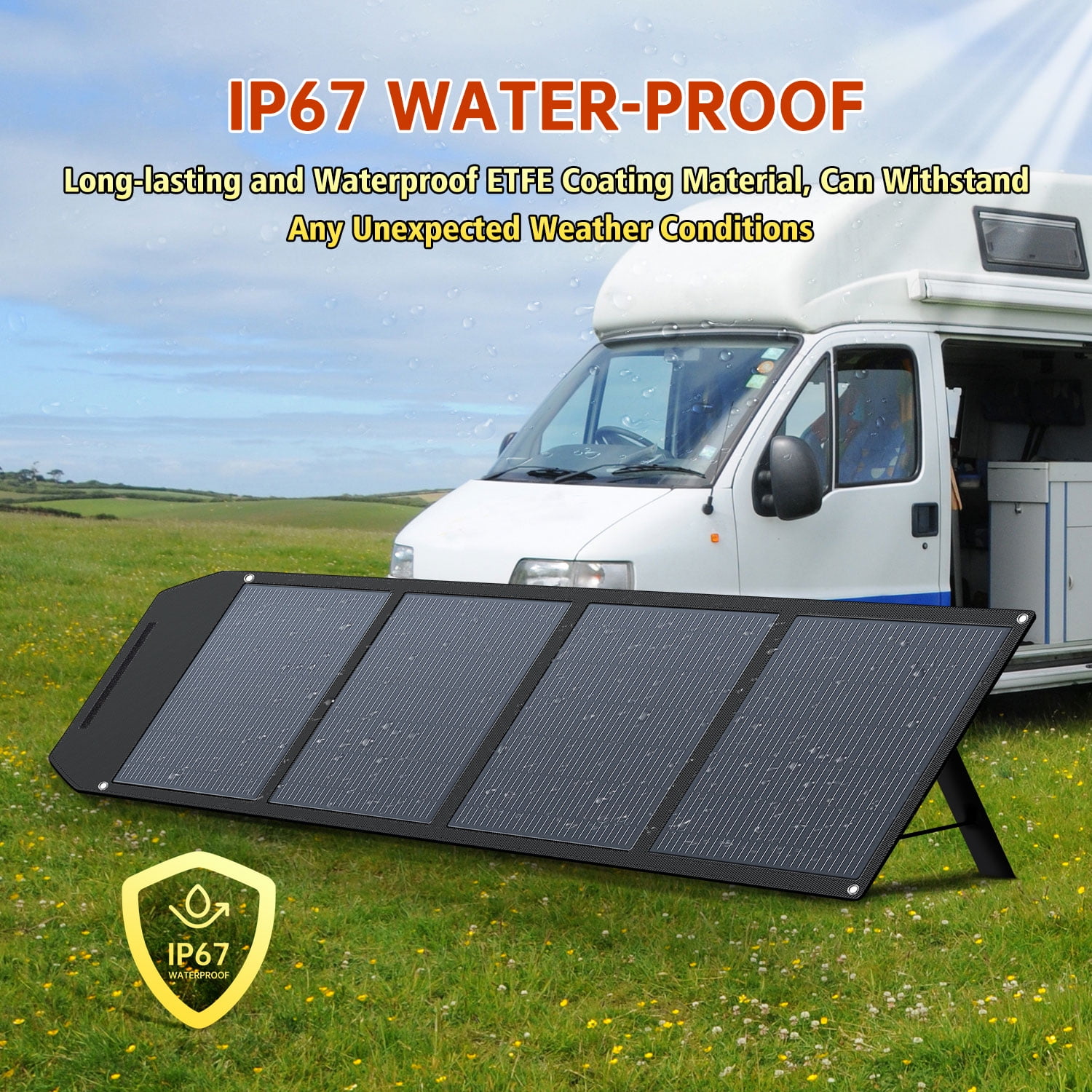 EFFORTWAY 120W Portable Solar Panel Foldable Solar Panel Charger with Adjustable Kickstands Waterproof IP67 for Camping, Home, RV, Boat, Outdoor, Power Station, off Grid System
