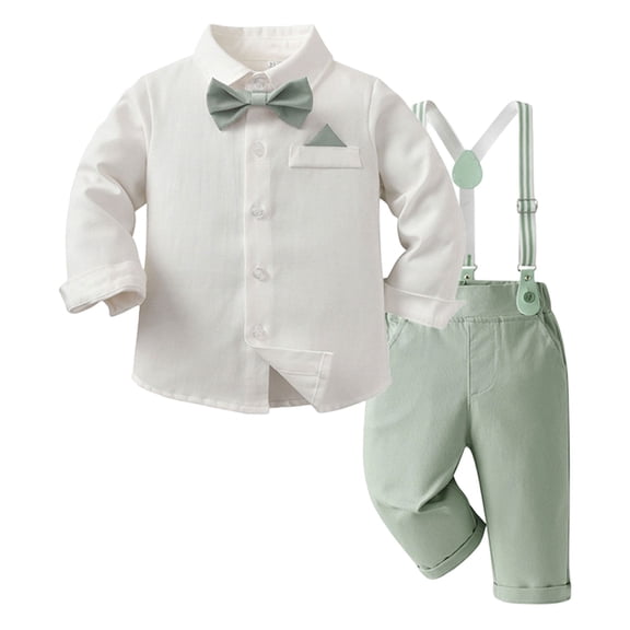 Karoyedx Baby Boy Baptism Outfit Boys Suit Cotton Formal Set Baby Boy Dress Clothes Gentleman Wedding Ring Bearer Outfits Light Green Size,8-9Years