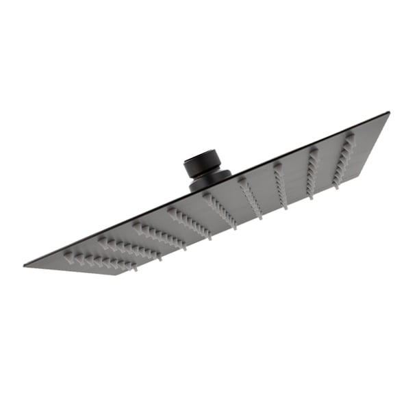 Regadera Cuadrada 25 cm Media y Baja Presion Rubinett Negro Mate Acero Inoxidable Sin Brazo