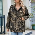 thumbnail image 4 of Chaqueta Vaquera de Mujer, Estilo Boyfriend, Extragrande, con Botones, Larga, Aberturas Laterales Estampado de Leopardo L, 4 of 9