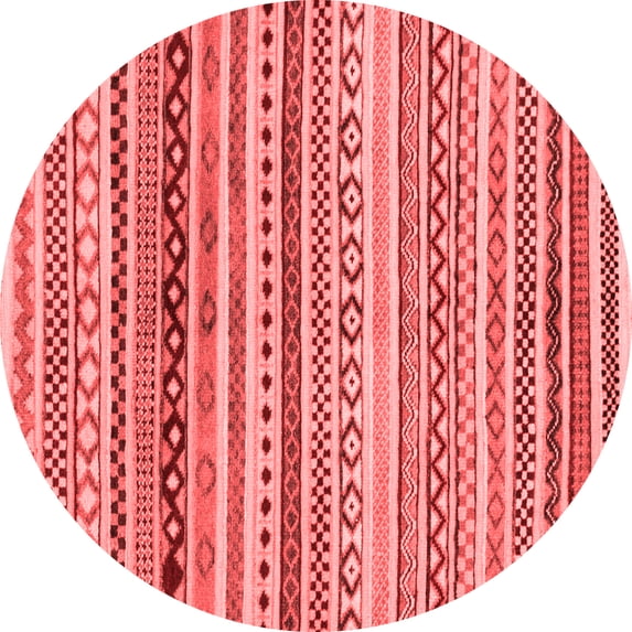 Ahgly Company Machine Washable Indoor Round Abstract Red Modern Area Rugs, 8' Round
