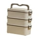 thumbnail image 5 of Contenedor de comida para almuerzo, fiambrera apilable, compartimento apilable portátil, contenedor de almuerzo Bento japonés para Camping y senderism , Caqui 3 capas, 5 of 9