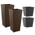 thumbnail image 6 of Casafield (Set of 2) All-Weather Outdoor Planters with Liners - Espresso, Tall Tapered Plant Boxes with Flower Pots for Front Porch, Patio, Garden, 6 of 8