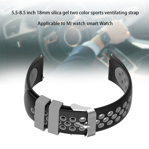 pitrice 5.5-8.5 inch 18mm Silicone Sports Breathable Strap Smartwatch Band Replacement for Mi Watch, Black Red dark grey 1Set