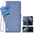thumbnail image 1 of Wallet Case for iPhone 12 12 Pro 6.1 inch, Blocking Card Slot Stand Shockproof TPU Interior Case PU Leather Magnetic Protect Flip Cover Compatible with iPhone 12 12 Pro 6.1 inch, Blue, 1 of 4