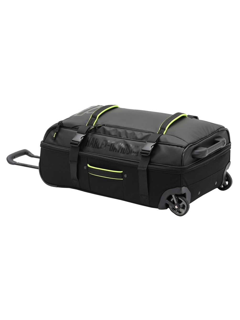 Harley-Davidson 25" Nomad Wheeling Duffel Bag w/ Shark Wheels - Black/Lime (25"), Harley Davidson