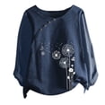thumbnail image 4 of Pompotops Mode Femme Décontractée Bouton Imprimé Floral Manches Courtes T-Shirt Blouse Tops Liquidation, 4 of 4