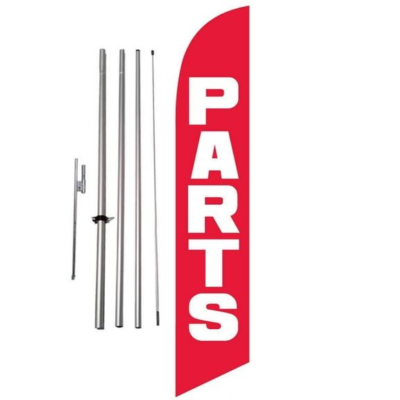 Parts red 15ft Feather Banner Swooper Flag Kit with pole & spike