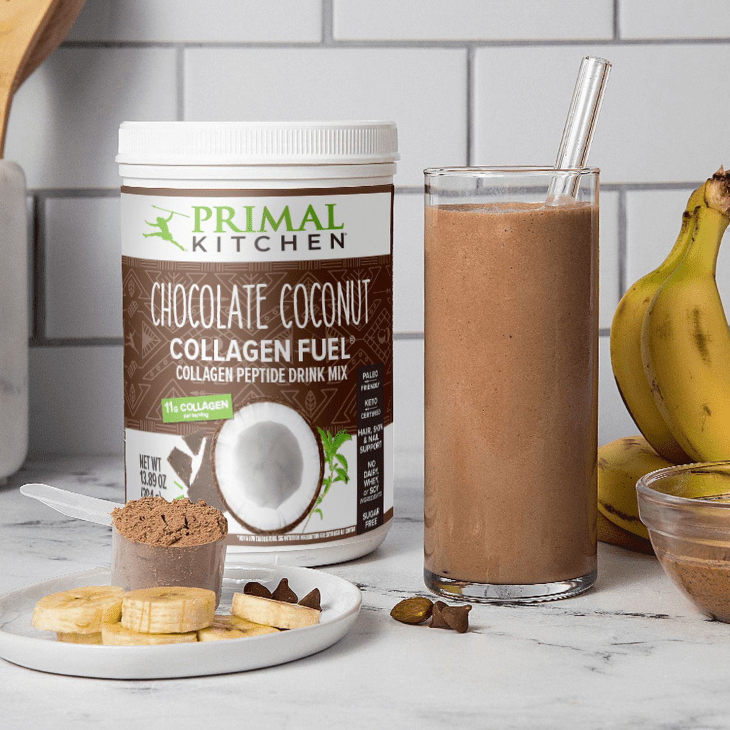 Primal Kitchen Collagen Fuel Collagen Peptide Chocolate Coconut Drink Mix 13.89 oz