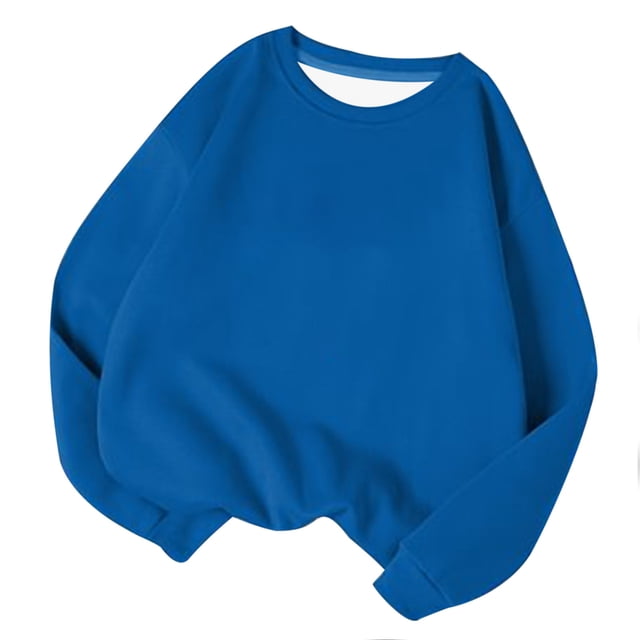 Annhoo Chandails à Col Rond pour Femmes Automne Manches Longues Confortables Chandail Blouses Décontractées Couleur Unie