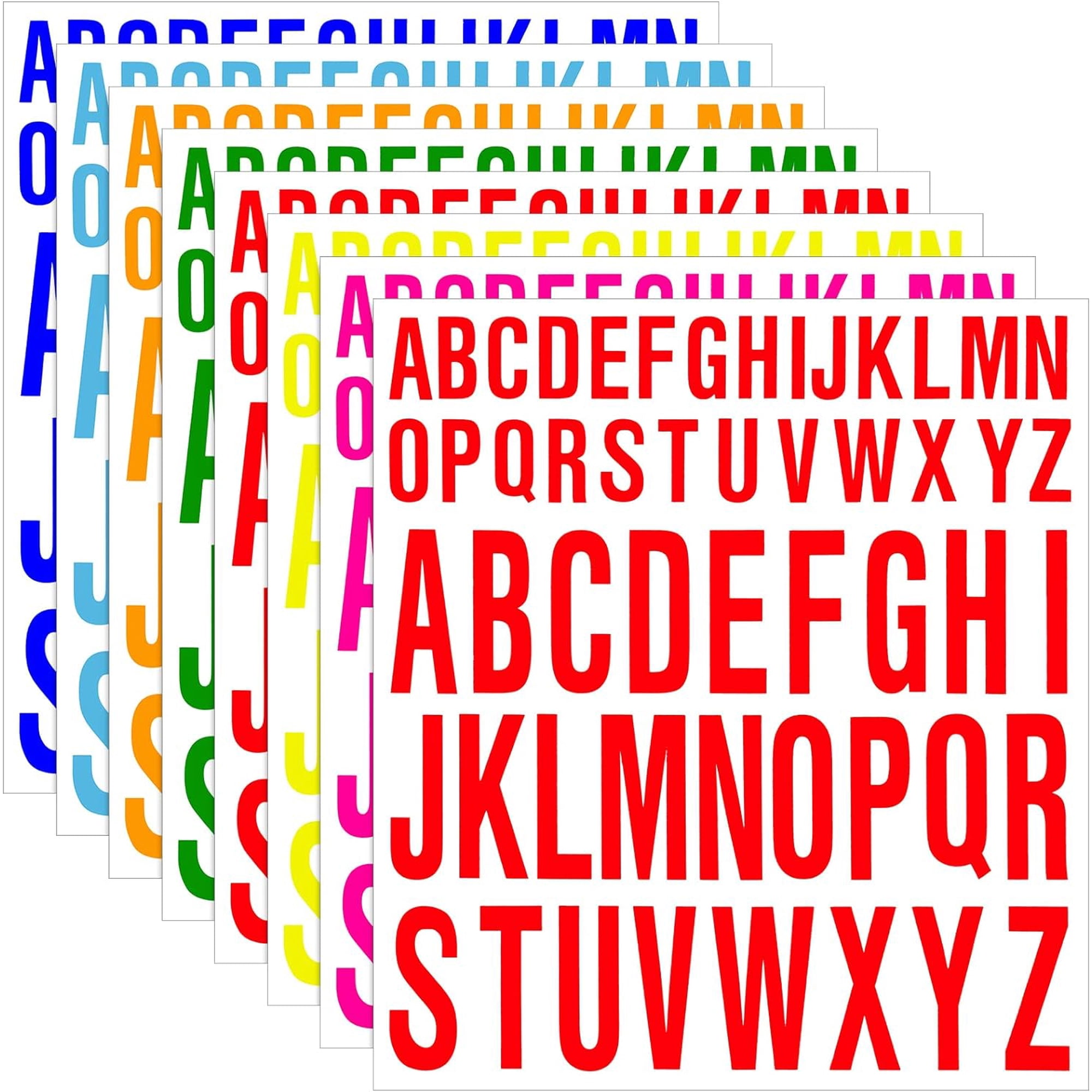 QTH 8 Sheet Self Adhesive Letters Stick on Vinyl Letters Capital Letter Stickers Alphabet Sticker Letter for Craft Door Car (Rainbow,1 Inch, 2 Inch)