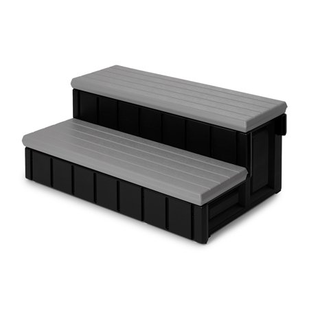 Confer Leisure Accents 36 Inch Deluxe Patio Long Hot Tub Spa Step, Gray/Black