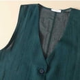 thumbnail image 5 of JGGSPWM Women's Sleeveless Linen Blend Vest, Button Down Casual Loose Lightweight Solid Regular Blazer Vests with Pockets Green M, 5 of 8