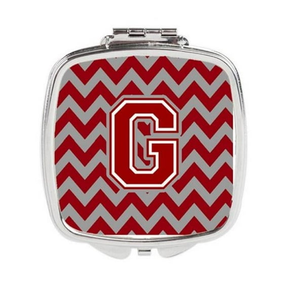 Carolines Treasures  Letter G Chevron Maroon & White Compact Mirror - 3 x 0.3 x 2.75 in.