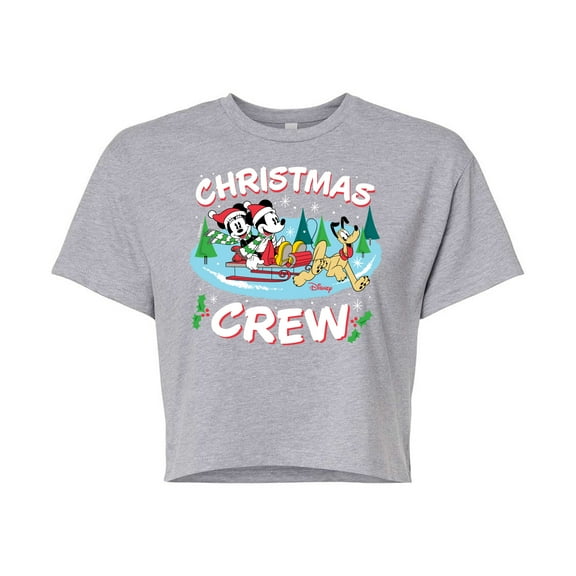 Disney - Christmas Crew - Juniors Cropped Cotton Blend T-Shirt