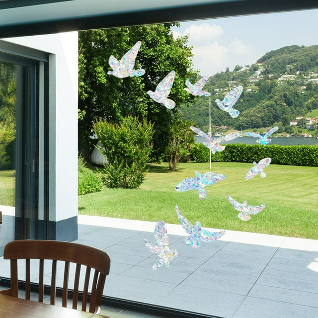 11 pegatinas anticolisión para ventanas con atrapasueños de arcoíris y pájaros