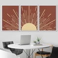 thumbnail image 2 of IDEA4WALL Framed Canvas Print Wall Art Set of 3 Shining Yellow Sun with Line Abstract Illustration Sunlight Rays Astronomy & Space Sky Modern Duotone Digital Art for Home Decor - White 16"x24"x3, 2 of 5