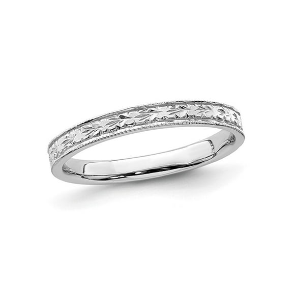 Gem & Harmony 14K White Gold Polished Floral Band Ring for Women