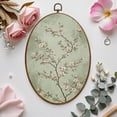 thumbnail image 7 of Canvas Wall Art Floral Flower Tree Modern Sage Green Decorative Floral Branches Cherry Oval Framed Canvas Prints Vintage Wall Hanging Decor for Home Office Decorations 8.6"x11.4", 7 of 7