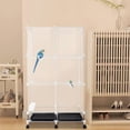 thumbnail image 3 of 3-Tier Iron Resin Bird Cage with 6 Braked Universal Wheels for 1-10 Small Medium Birds Parrot, 3 of 11