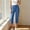 Blue, variant on Women's Denim Capri Jeans Pull On Skinny Jeggings with Side Slit Pockets Stretch Mid Rise Regular Plus Size XL