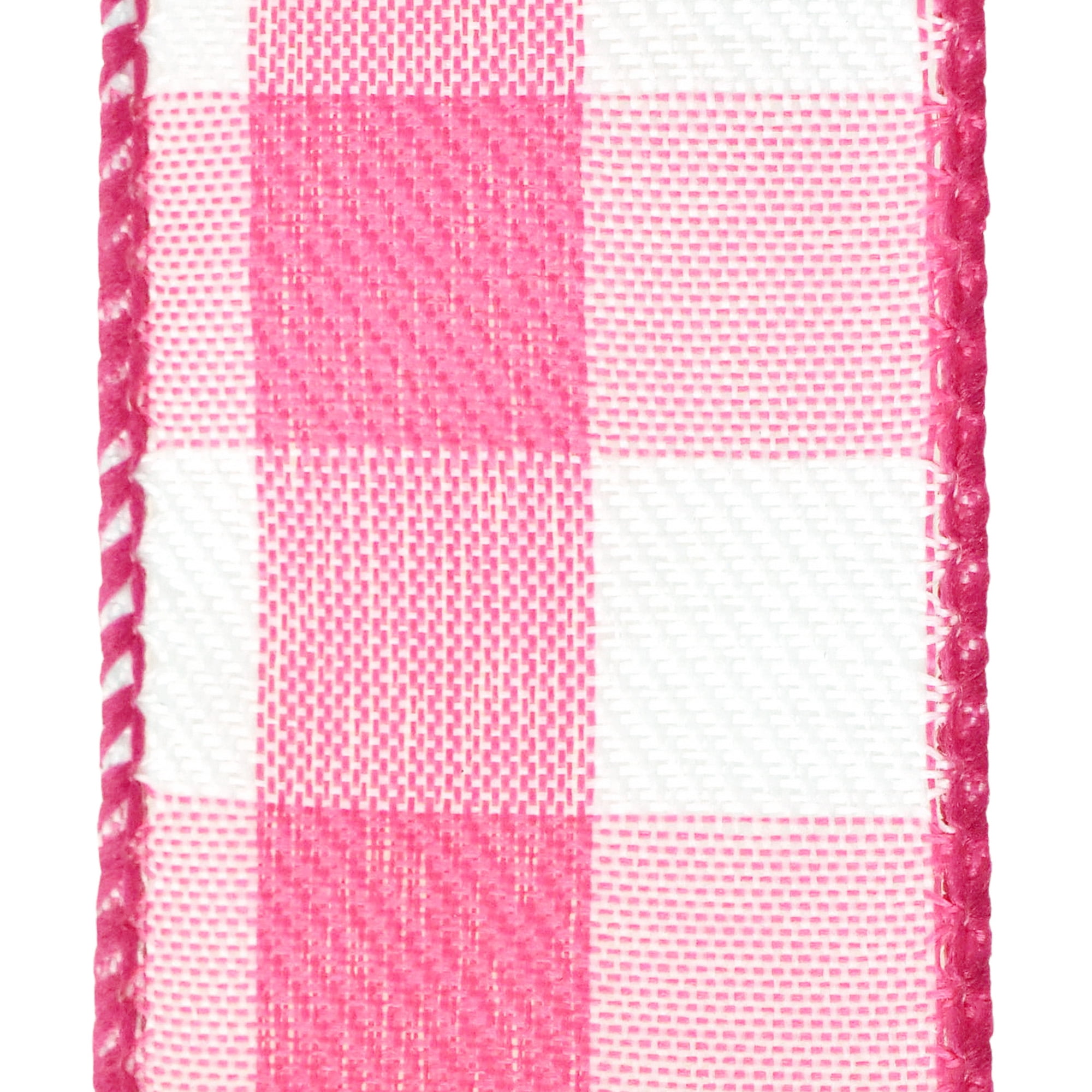 Wired Pink Gingham Ribbon, Pink Glitter Check Ribbon, Pastel Pink Ribbon,  Pink Gingham Check Ribbon 2.5 X 10 YARD ROLL 