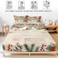 thumbnail image 5 of King Size Fitted Sheet Set - Christmas 3 Piece Bedding Sets 16" Deep Pocket Fitted Sheet with 2 Pillowcases, Xams Tree Winter Poinsettia Pine Cones Red Brushed Microfiber Hotel Luxury Bed Sheets, 5 of 9