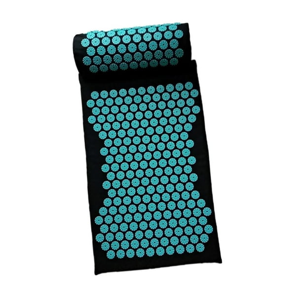 Juego de esterilla y almohada de acupresión para yoga, cuello y espalda, regalo unisex para adultos. Negro
