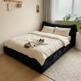 thumbnail image 4 of Full Size Bed Frame with Removable Headboard & Soft Rounded Corners Cloud Bed Frame Boucle Bed,Black, 4 of 8