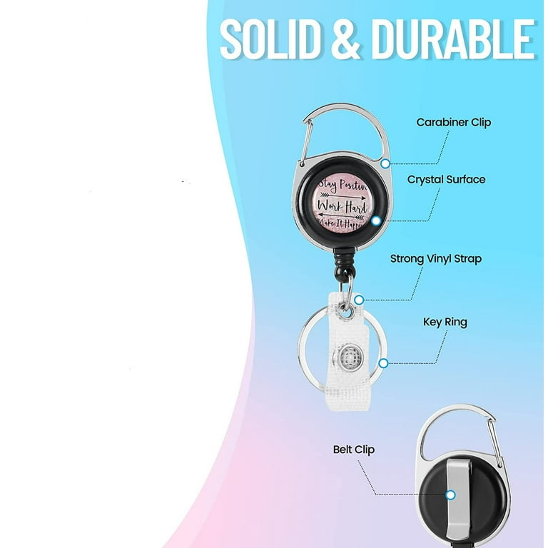 2 Pack Badge Holder with Retractable Reel, ID Name Tag Worker Badge Carabiner Clip Vertical Card Protector Cover Case for Key Office Doctor Nurse