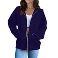 thumbnail image 2 of Zip Up Hoodie Women Oversized Fall Fashion Long Sleeve Hooded Sweatshirts Casual Y2K Jacket 2025 Winter Clothes Dark Purple 3XL, 2 of 5