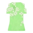 thumbnail image 4 of Summer Tops Womens Tunic Top Short Sleeve Cold Shoulder V Neck Loose Fit Casual T Shirts Blouse Green 2XL, 4 of 5