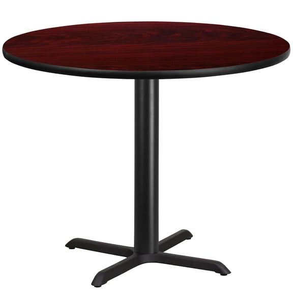Pemberly Row 42" Round Restaurant Dining Table in Black Mahogany