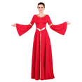 thumbnail image 4 of IDOPIP Metallic V Neck Praise Dance Dress for Women Liturgical Lyrical Dancewear Worship Robe Dress, 4 of 8
