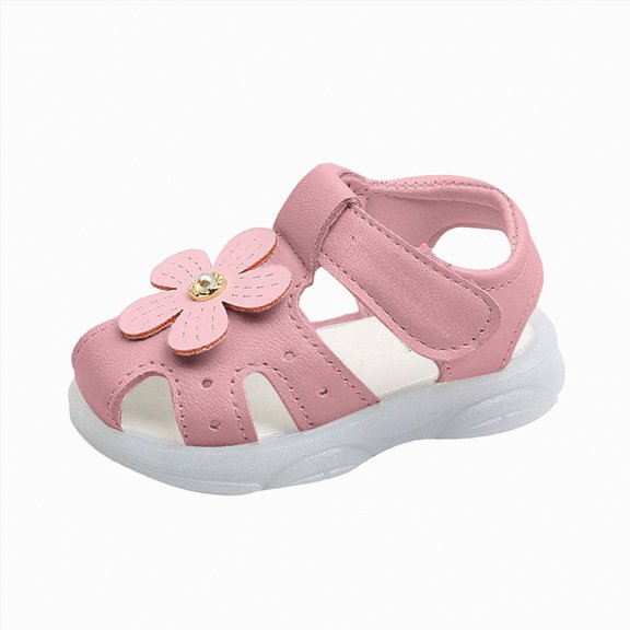 Duqingm Water Sandals Sandals for Girls,Closed Toe Princess Costume Summer Dress Shoes Fisherman Water Beach Rubber Sole Flat Sandals Pink,5.5