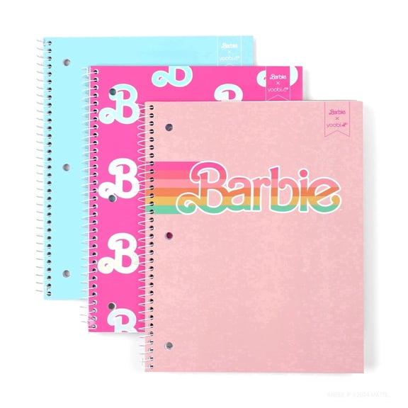 Yoobi X Barbie 1-Subject College Ruled Notebooks 3-Pack – 100 Sheets