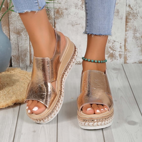 Wowcloth Women's Casual Open-Toe Sandals – Comfortable Buckle Closure Platform Wedge with Round Toe Design for Plus Size Outdoor Fashion