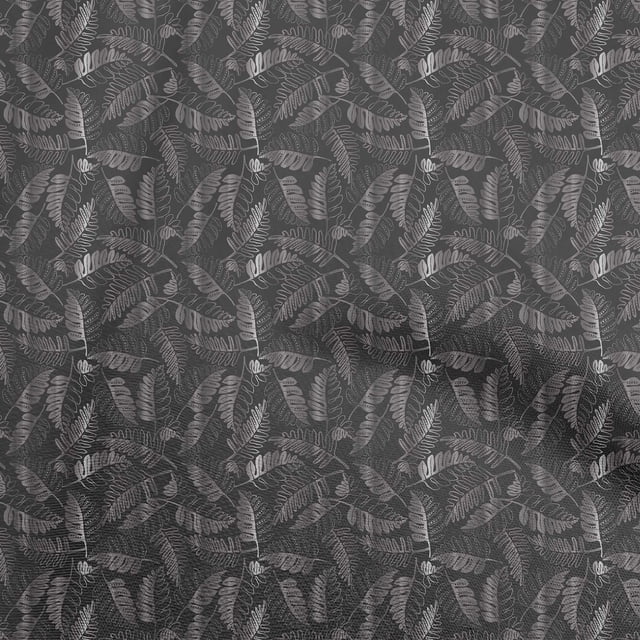 oneOone Polyester Spandex Gray Fabric Leaves Sewing Craft Projects Fabric Prints By Yard 56 Inch Wide