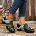 thumbnail image 4 of Womens Retro Mary Janes Dress Shoes Fringe Buckle Leather Patchwork Color Blocking Oxfords Ankle Boots Black Size 6.5, 4 of 7
