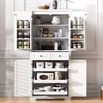 thumbnail image 4 of Harper & Bright Designs Farmhouse Kitchen Pantry Cabinet with Shelves and Door, Freestanding Cupboard Storage Cabinet with 2 Drawers and 3 Pull Out Cabinet Organizers, White, 4 of 17