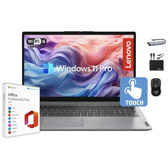Lenovo IdeaPad Laptop 2025 15.6" FHD IPS Touchscreen for Business, 24GB RAM, 1.5TB Storage (1TB SSD   500GB Ext.), 6-Core Intel i3, Wi-Fi 6, Long Battery, MarxsolAccessory, Win 11 Pro with MS Office