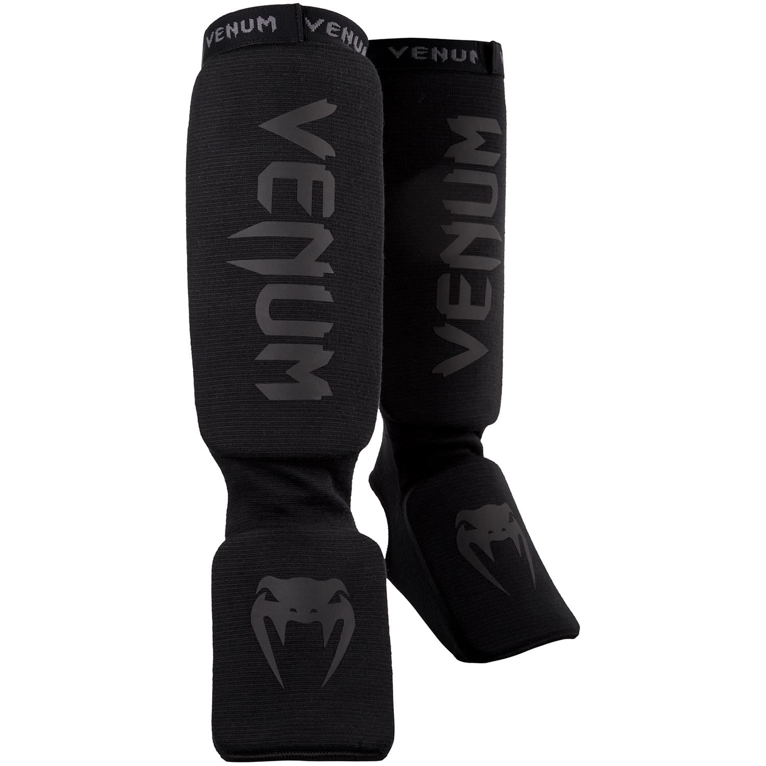 Black Venum Kontact Protective Slip-On MMA Shin Guards 