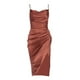 thumbnail image 4 of Vestido midi de fiesta con abertura dividida y sin mangas con cuello vuelto de satén para mujer XL JM, 4 of 4