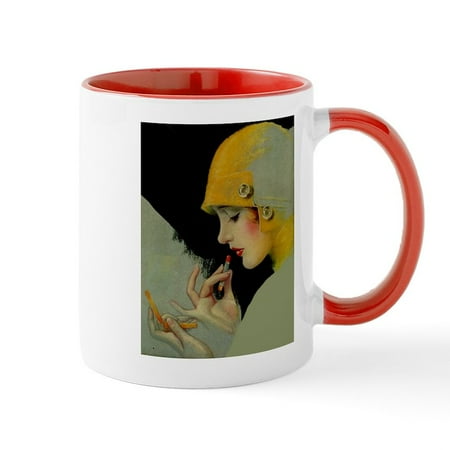 

CafePress - Art Deco Roaring 20S Flapper With Lipstick Mugs - 11 oz Ceramic Mug - Novelty Coffee Tea Cup