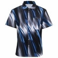 thumbnail image 2 of MADHERO Men's Hawaiian Shirts Casual Funny Print Short Sleeve Lapel Beach Shirts Black Blue Stripe Size m, 2 of 6