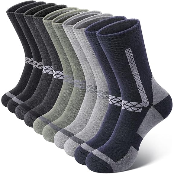 Fu997 Merino Wool Socks for Men, 5 Pairs Thermal Warm Hiking Super Thick Crew Work Cushion Sock for Mens Winter Cold Weather